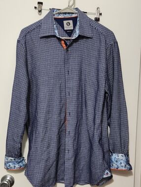 International Laundry Modern Fit Blue Patterned Shirt Sz M Cotton